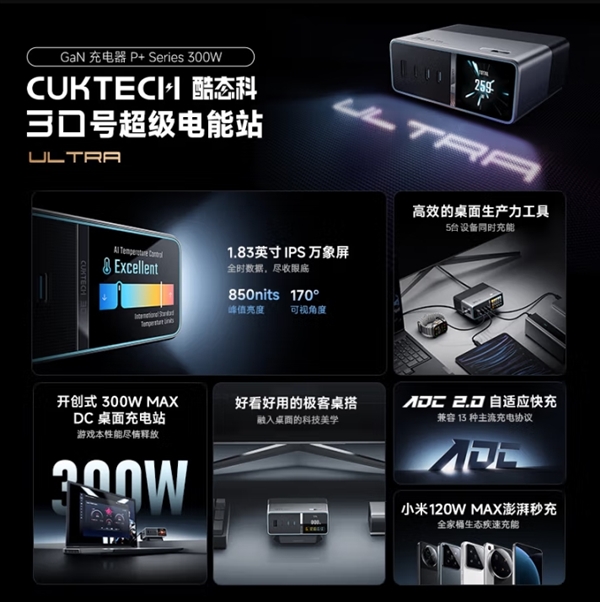300W+1.83英寸屏！酷態(tài)科30號(hào)超級(jí)電能站Ultra今晚開(kāi)售：551.65元起