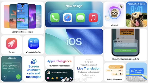 iOS 7后大變革！蘋(píng)果iOS 26發(fā)布：全局液態(tài)玻璃、AI無(wú)處不在
