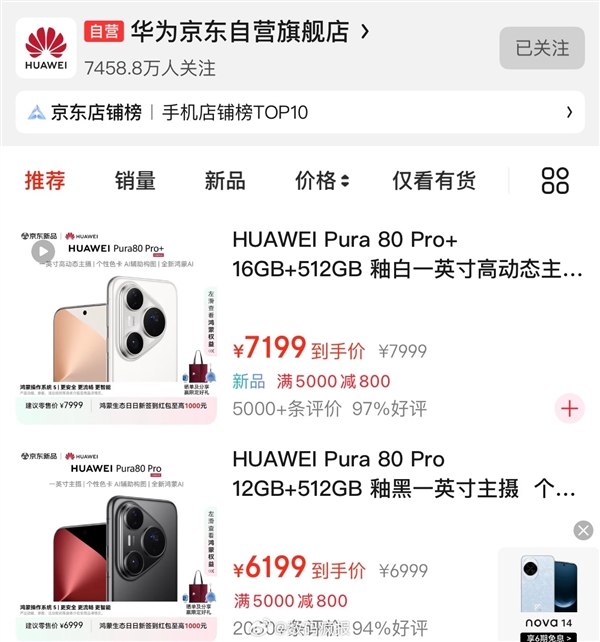 立減800元！華為Pura 80 Pro/Pro+開啟優(yōu)惠：5699元起